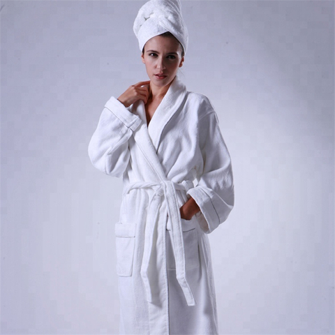 Peignoir de bain 100% coton blanc pur de luxe doux et lisse Spa de l'hôtel