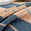 Couvre-lit luxueux avec housse de lit lavée Camel et bleu acier pour le printemps et l'été