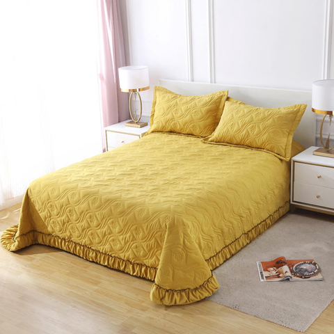Hotel Fashions Couvre-lit à couverture jaune en coton de taille jumelle pour toutes les saisons