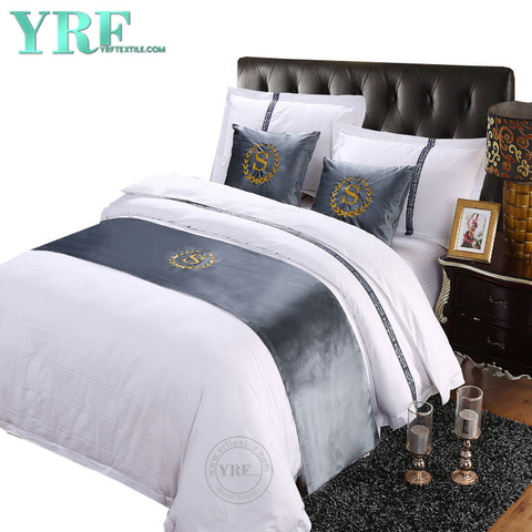Drapeaux gris de lit de velours de logo adaptés aux besoins du client par chambre simple moderne de la reine