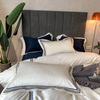 Blanc de coton brodé de literie d'hôtel de style moderne d'appartement pour le double lit
