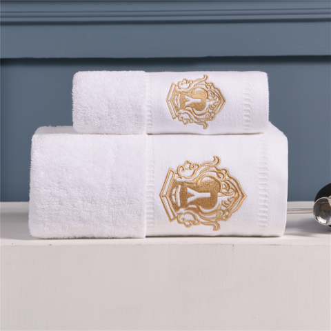 Ensemble de serviettes de bain en coton égyptien avec logo personnalisé blanc hôtel 5 étoiles
