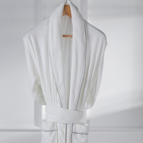Peignoir blanc 100% corail polaire de qualité hôtelière Col Kimono