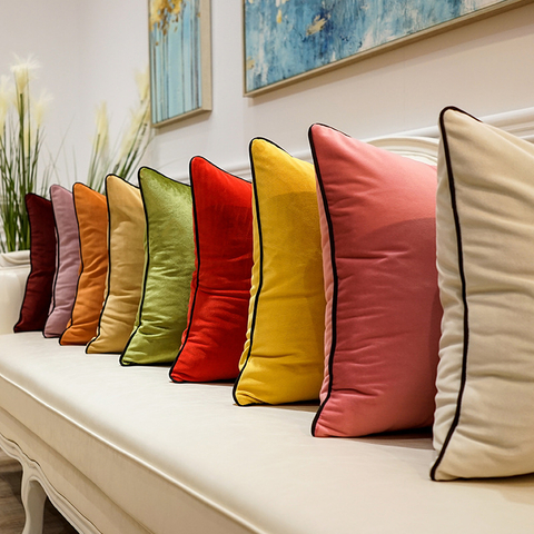 Coussin confortable simple de décoration de velours de couleur unie de sofa de chambre à coucher d'hôtel